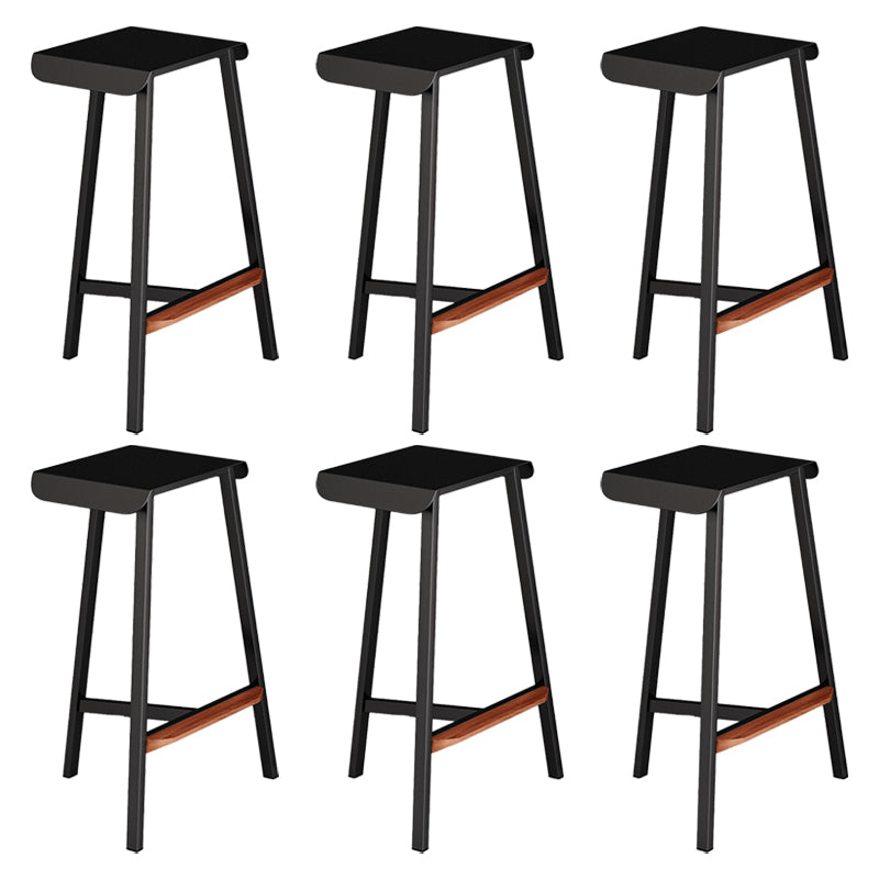 Modern Armless Backless Counter Stool Iron Cafe Bar Stool with Seat and Pedal Black 6 Piece Set Clearhalo 'Bar Furniture' 'Bar Stools' 'bar_stools' 'furn' 'furn_bar_stools' 'Furniture' 'Kitchen & Dining Furniture' 5245748