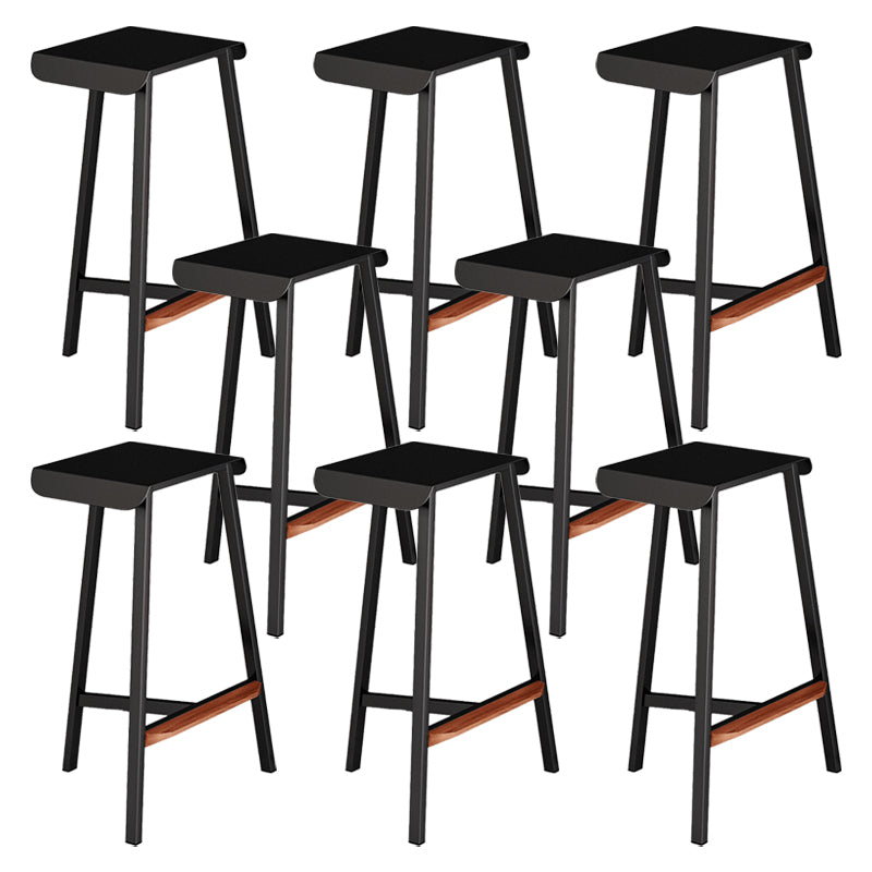 Modern Armless Backless Counter Stool Iron Cafe Bar Stool with Seat and Pedal Black 8 Piece Set Clearhalo 'Bar Furniture' 'Bar Stools' 'bar_stools' 'furn' 'furn_bar_stools' 'Furniture' 'Kitchen & Dining Furniture' 5245749