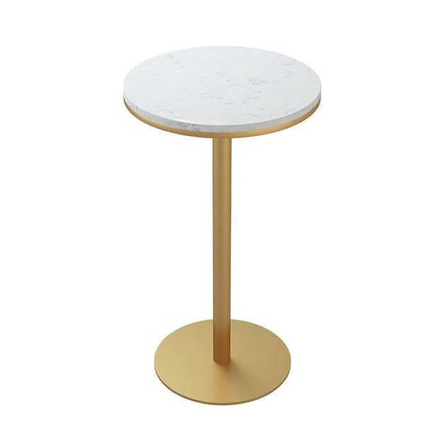 1/5 Pieces Glam Round Bar Table Set Bistro Set with White Faux Marble Top White 22"L x 22"W Clearhalo 'Bar Furniture' 'furn' 'furn_home_bar_bar_sets' 'Furniture' 'Home Bars & Bar Sets' 'home_bar_bar_sets' 'Kitchen & Dining Furniture' 5245915