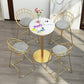 1/5 Pieces Glam Round Bar Table Set Bistro Set with White Faux Marble Top Clearhalo 'Bar Furniture' 'furn' 'furn_home_bar_bar_sets' 'Furniture' 'Home Bars & Bar Sets' 'home_bar_bar_sets' 'Kitchen & Dining Furniture' 5245919