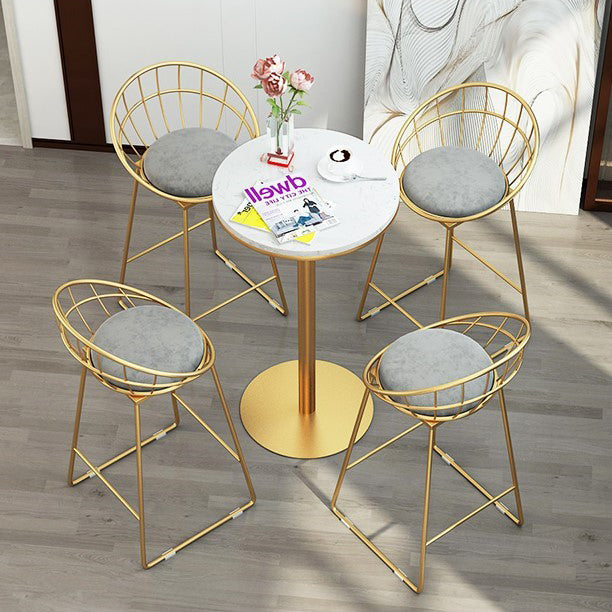 1/5 Pieces Glam Round Bar Table Set Bistro Set with White Faux Marble Top Clearhalo 'Bar Furniture' 'furn' 'furn_home_bar_bar_sets' 'Furniture' 'Home Bars & Bar Sets' 'home_bar_bar_sets' 'Kitchen & Dining Furniture' 5245919