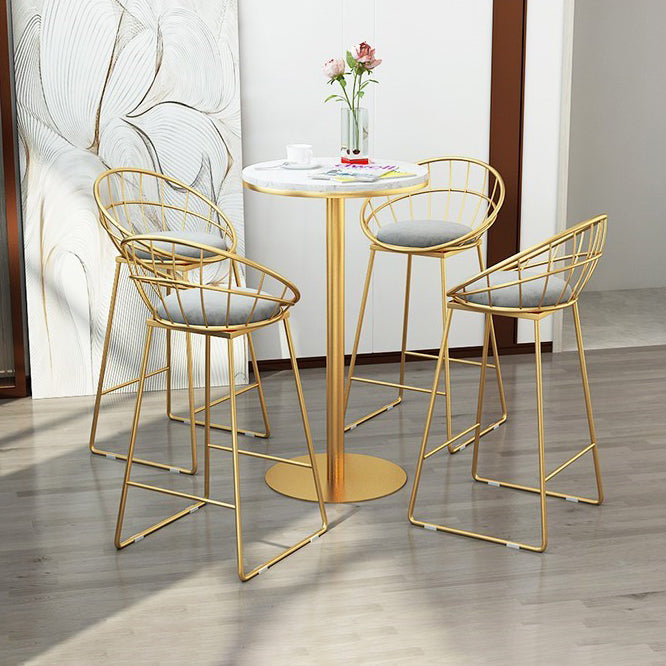 1/5 Pieces Glam Round Bar Table Set Bistro Set with White Faux Marble Top Clearhalo 'Bar Furniture' 'furn' 'furn_home_bar_bar_sets' 'Furniture' 'Home Bars & Bar Sets' 'home_bar_bar_sets' 'Kitchen & Dining Furniture' 5245922