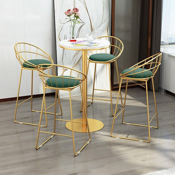 1/5 Pieces Glam Round Bar Table Set Bistro Set with White Faux Marble Top Clearhalo 'Bar Furniture' 'furn' 'furn_home_bar_bar_sets' 'Furniture' 'Home Bars & Bar Sets' 'home_bar_bar_sets' 'Kitchen & Dining Furniture' 5245924