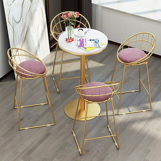 1/5 Pieces Glam Round Bar Table Set Bistro Set with White Faux Marble Top Clearhalo 'Bar Furniture' 'furn' 'furn_home_bar_bar_sets' 'Furniture' 'Home Bars & Bar Sets' 'home_bar_bar_sets' 'Kitchen & Dining Furniture' 5245925