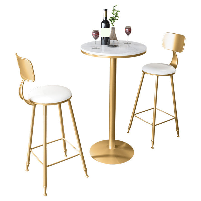 1/3 pièces Glam Bar Table Set Round Bistro Ensemble avec un faux marbre blanc