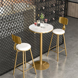 1/3 piezas de mesa de barra de glam set redonda de bistro con tapa blanca de mármol falso