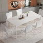 Modern Aluminium Dining Table Set 1/4/5/7 Pieces Rectangle Dinette Set with Sintered Stone 7 Pieces: Table, 6 Chairs Clearhalo 'Dining Room Sets' 'Dining Tables & Seating' 'dining_room_set' 'furn' 'furn_dining_room_set' 'Furniture' 'Kitchen & Dining Furniture' 5245986