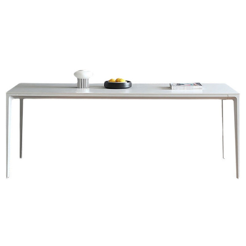 Modern Aluminium Dining Table Set 1/4/5/7 Pieces Rectangle Dinette Set with Sintered Stone White 79"L x 39"W Clearhalo 'Dining Room Sets' 'Dining Tables & Seating' 'dining_room_set' 'furn' 'furn_dining_room_set' 'Furniture' 'Kitchen & Dining Furniture' 5245991