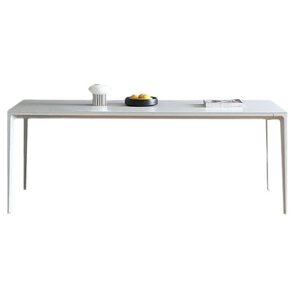 Modern Aluminium Dining Table Set 1/4/5/7 Pieces Rectangle Dinette Set with Sintered Stone White 79"L x 39"W Clearhalo 'Dining Room Sets' 'Dining Tables & Seating' 'dining_room_set' 'furn' 'furn_dining_room_set' 'Furniture' 'Kitchen & Dining Furniture' 5245991