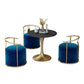 Glam Black Sintered Stone Dining Table Set Round 1/2/3/4/5 Pieces Dining Set 4 Pieces: Table, 3 Blue Chairs Clearhalo 'Dining Room Sets' 'Dining Tables & Seating' 'dining_room_set' 'furn' 'furn_dining_room_set' 'Furniture' 'Kitchen & Dining Furniture' 5246014