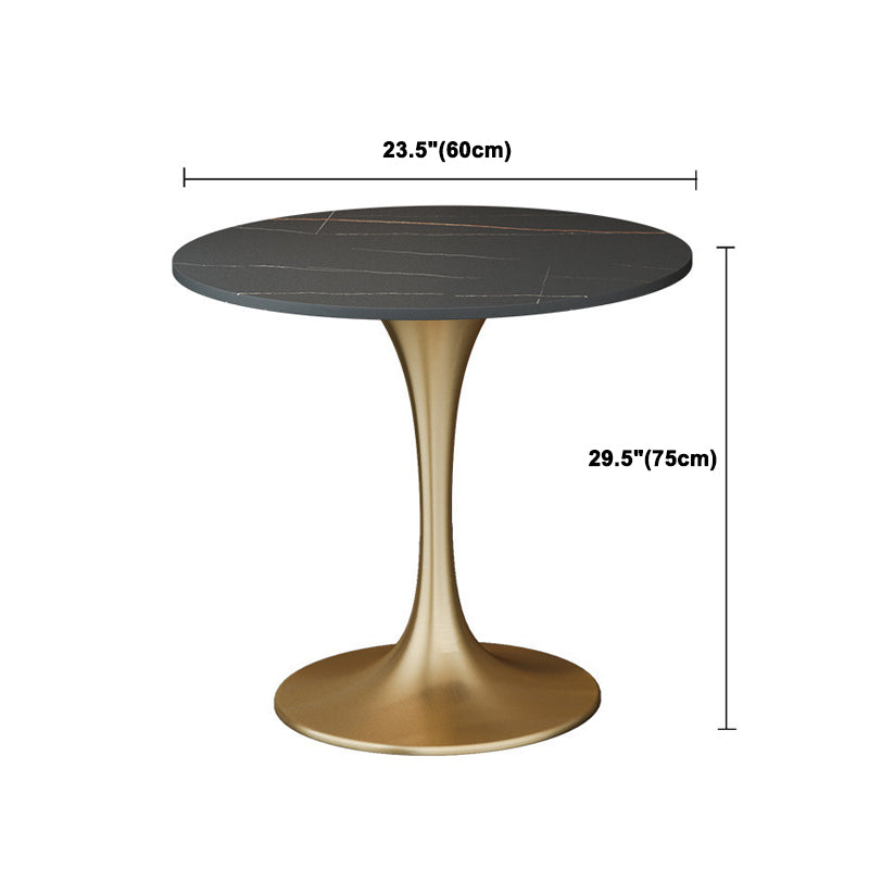 Glam Black Sintered Stone Dining Table Set Round 1/2/3/4/5 Pieces Dining Set Clearhalo 'Dining Room Sets' 'Dining Tables & Seating' 'dining_room_set' 'furn' 'furn_dining_room_set' 'Furniture' 'Kitchen & Dining Furniture' 5246023