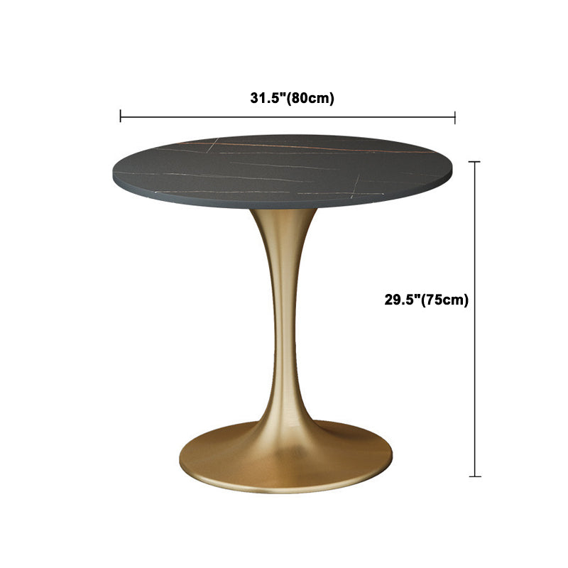 Glam Black Sintered Stone Dining Table Set Round 1/2/3/4/5 Pieces Dining Set Clearhalo 'Dining Room Sets' 'Dining Tables & Seating' 'dining_room_set' 'furn' 'furn_dining_room_set' 'Furniture' 'Kitchen & Dining Furniture' 5246025