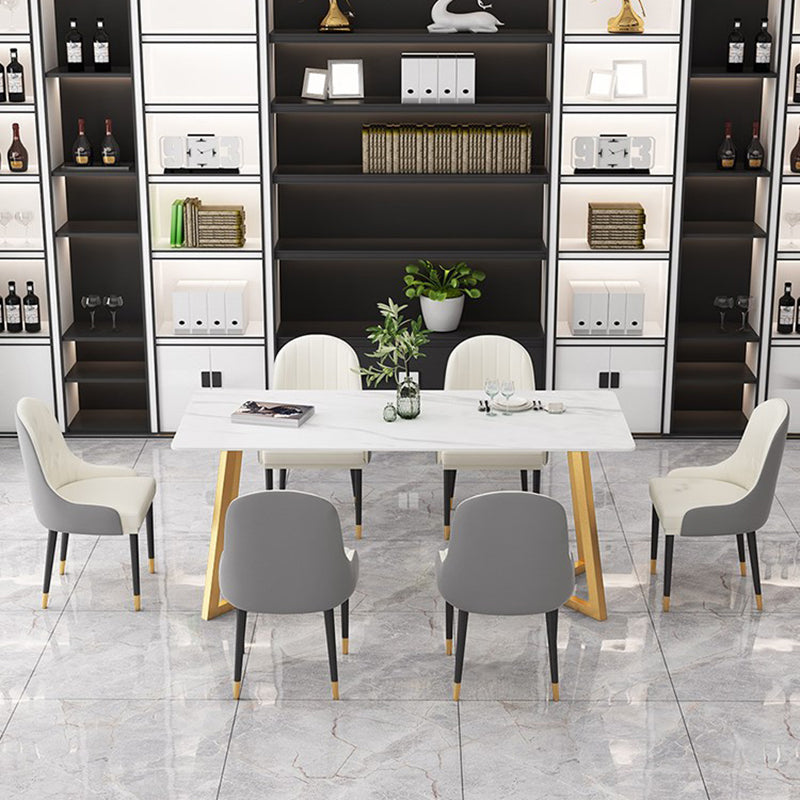 Modernes rechteckiges Esstisch-Set, 1/4/7-teilig, Dinette-Set mit Sintersteinplatte