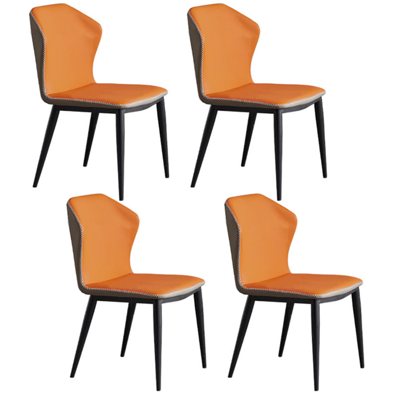 Modern Scalable Dinette Set 1/4/5/7 Pieces Round Blue Sintered Stone Top Dining Table Set 4 Orange Chairs Clearhalo 'Dining Room Sets' 'Dining Tables & Seating' 'dining_room_set' 'furn' 'furn_dining_room_set' 'Furniture' 'Kitchen & Dining Furniture' 5246072
