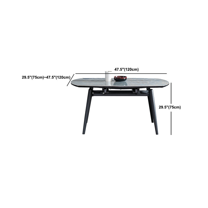 Modern Scalable Dinette Set 1/4/5/7 Pieces Round Blue Sintered Stone Top Dining Table Set Clearhalo 'Dining Room Sets' 'Dining Tables & Seating' 'dining_room_set' 'furn' 'furn_dining_room_set' 'Furniture' 'Kitchen & Dining Furniture' 5246084