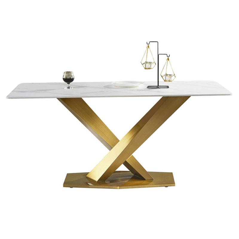 Glam Rectangle Dining Table Set 1/2/5/7 Pieces Dinette Set with Sintered Stone Top Gold 70.9"L x 35.4"W Clearhalo 'Dining Room Sets' 'Dining Tables & Seating' 'dining_room_set' 'furn' 'furn_dining_room_set' 'Furniture' 'Kitchen & Dining Furniture' 5246090