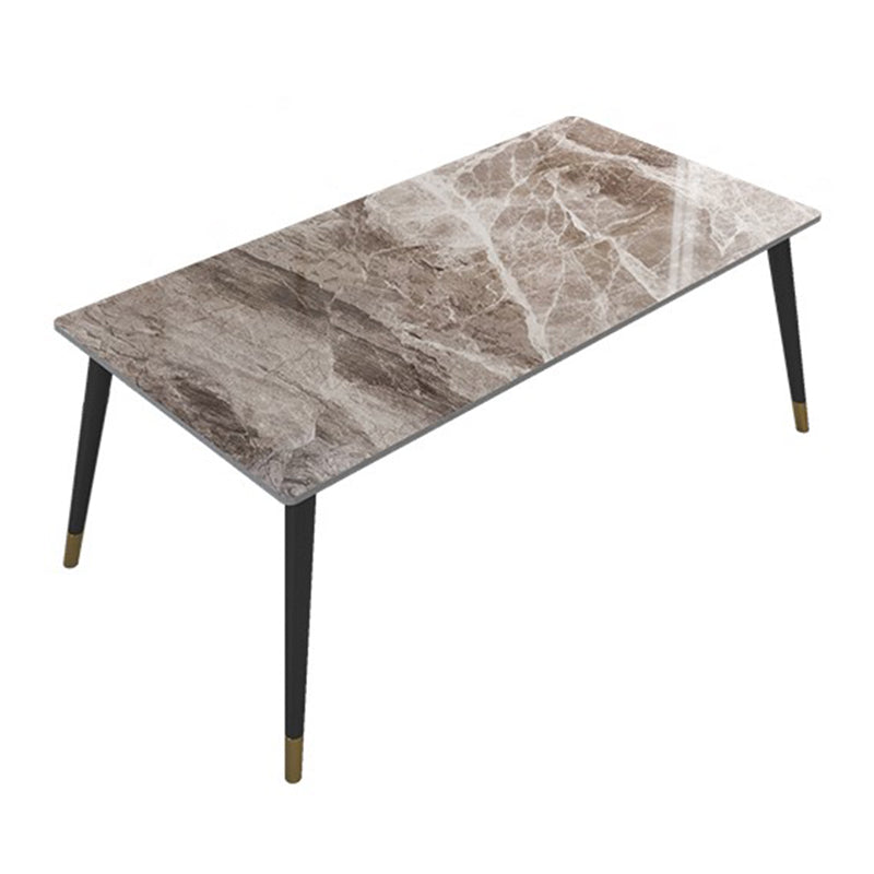 Glam Iron Dining Table Set 1/2/5/7 Pieces Rectangle Dinette Set with Sintered Stone Top Grey 71"L x 35"W Clearhalo 'Dining Room Sets' 'Dining Tables & Seating' 'dining_room_set' 'furn' 'furn_dining_room_set' 'Furniture' 'Kitchen & Dining Furniture' 5246105