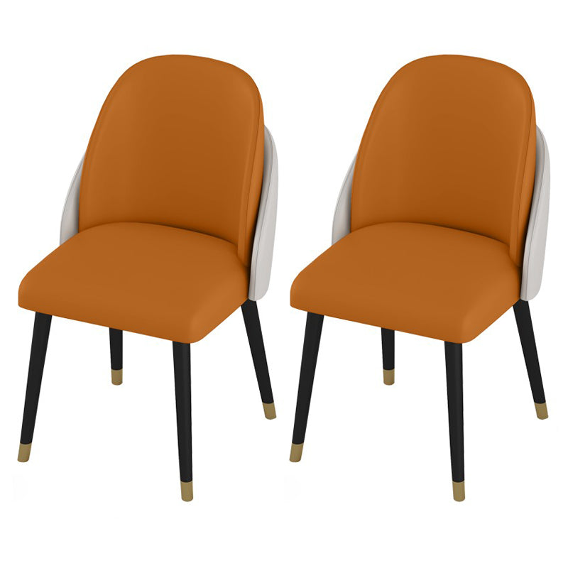 Glam Iron Dining Table Set 1/2/5/7 Pieces Rectangle Dinette Set with Sintered Stone Top 2 Orange Chairs Clearhalo 'Dining Room Sets' 'Dining Tables & Seating' 'dining_room_set' 'furn' 'furn_dining_room_set' 'Furniture' 'Kitchen & Dining Furniture' 5246108