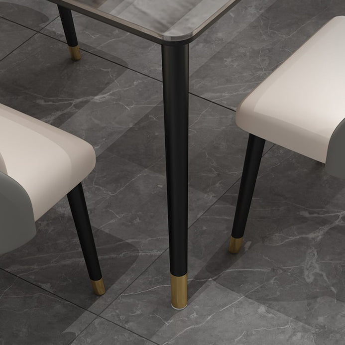 Glam Iron Dining Table Set 1/2/5/7 Pieces Rectangle Dinette Set with Sintered Stone Top Clearhalo 'Dining Room Sets' 'Dining Tables & Seating' 'dining_room_set' 'furn' 'furn_dining_room_set' 'Furniture' 'Kitchen & Dining Furniture' 5246115