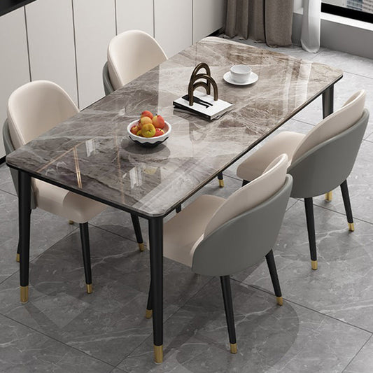 Glam Iron Dining Table Set 1/2/5/7 Pieces Rectangle Dinette Set with Sintered Stone Top Clearhalo 'Dining Room Sets' 'Dining Tables & Seating' 'dining_room_set' 'furn' 'furn_dining_room_set' 'Furniture' 'Kitchen & Dining Furniture' 5246116