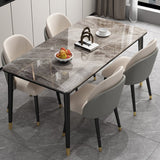 Glam Iron Dining Table Set 1/2/5/7 Pieces Rectangle Dinette Set with Sintered Stone Top Clearhalo 'Dining Room Sets' 'Dining Tables & Seating' 'dining_room_set' 'furn' 'furn_dining_room_set' 'Furniture' 'Kitchen & Dining Furniture' 5246116