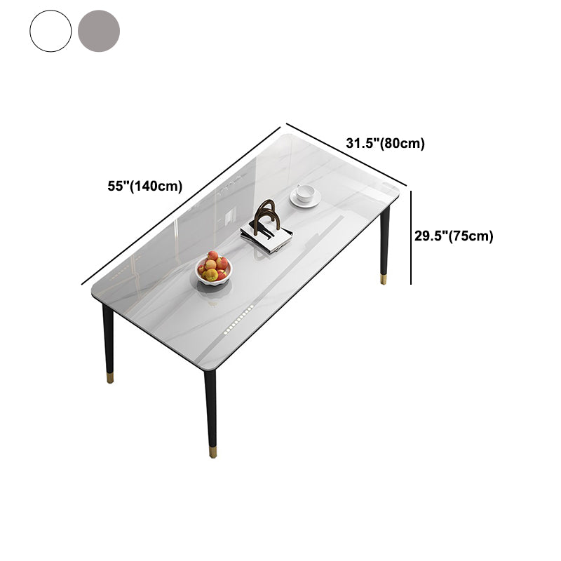 Glam Iron Dining Table Set 1/2/5/7 Pieces Rectangle Dinette Set with Sintered Stone Top Clearhalo 'Dining Room Sets' 'Dining Tables & Seating' 'dining_room_set' 'furn' 'furn_dining_room_set' 'Furniture' 'Kitchen & Dining Furniture' 5246121