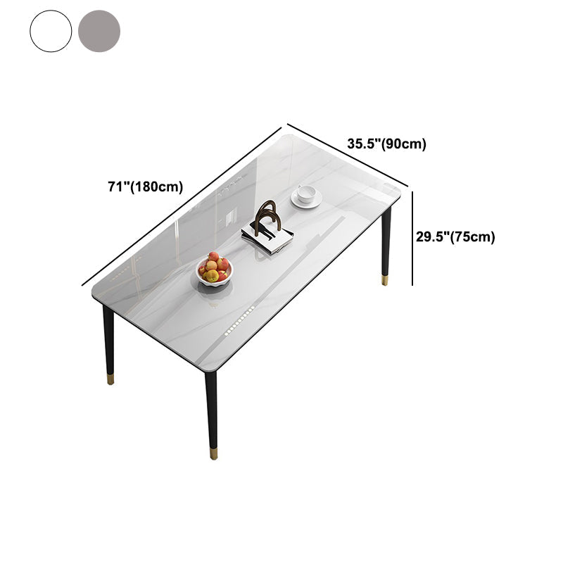 Glam Iron Dining Table Set 1/2/5/7 Pieces Rectangle Dinette Set with Sintered Stone Top Clearhalo 'Dining Room Sets' 'Dining Tables & Seating' 'dining_room_set' 'furn' 'furn_dining_room_set' 'Furniture' 'Kitchen & Dining Furniture' 5246123