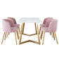 Juego de mesa de comedor de hierro Glam, juego de comedor rectangular de 1/2/5/6 piezas con tapa de piedra sinterizada