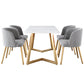 Juego de mesa de comedor de hierro Glam, juego de comedor rectangular de 1/2/5/6 piezas con tapa de piedra sinterizada