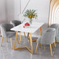 Juego de mesa de comedor de hierro Glam, juego de comedor rectangular de 1/2/5/6 piezas con tapa de piedra sinterizada