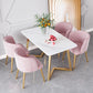 Juego de mesa de comedor de hierro Glam, juego de comedor rectangular de 1/2/5/6 piezas con tapa de piedra sinterizada