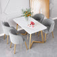 Juego de mesa de comedor de hierro Glam, juego de comedor rectangular de 1/2/5/6 piezas con tapa de piedra sinterizada