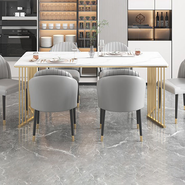 Glam Iron Dining Table Set 1/2/5/7 Pieces Dinette Set with Rectangle Sintered Stone Top Clearhalo 'Dining Room Sets' 'Dining Tables & Seating' 'dining_room_set' 'furn' 'furn_dining_room_set' 'Furniture' 'Kitchen & Dining Furniture' 5246168