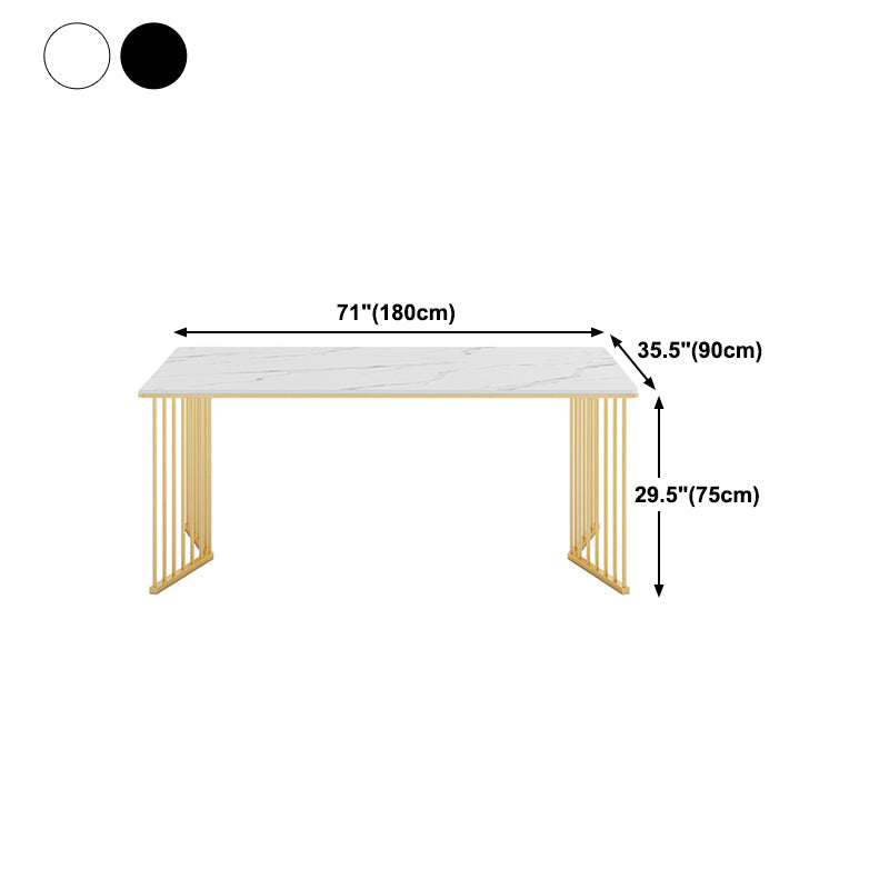 Glam Iron Dining Table Set 1/2/5/7 Pieces Dinette Set with Rectangle Sintered Stone Top Clearhalo 'Dining Room Sets' 'Dining Tables & Seating' 'dining_room_set' 'furn' 'furn_dining_room_set' 'Furniture' 'Kitchen & Dining Furniture' 5246187
