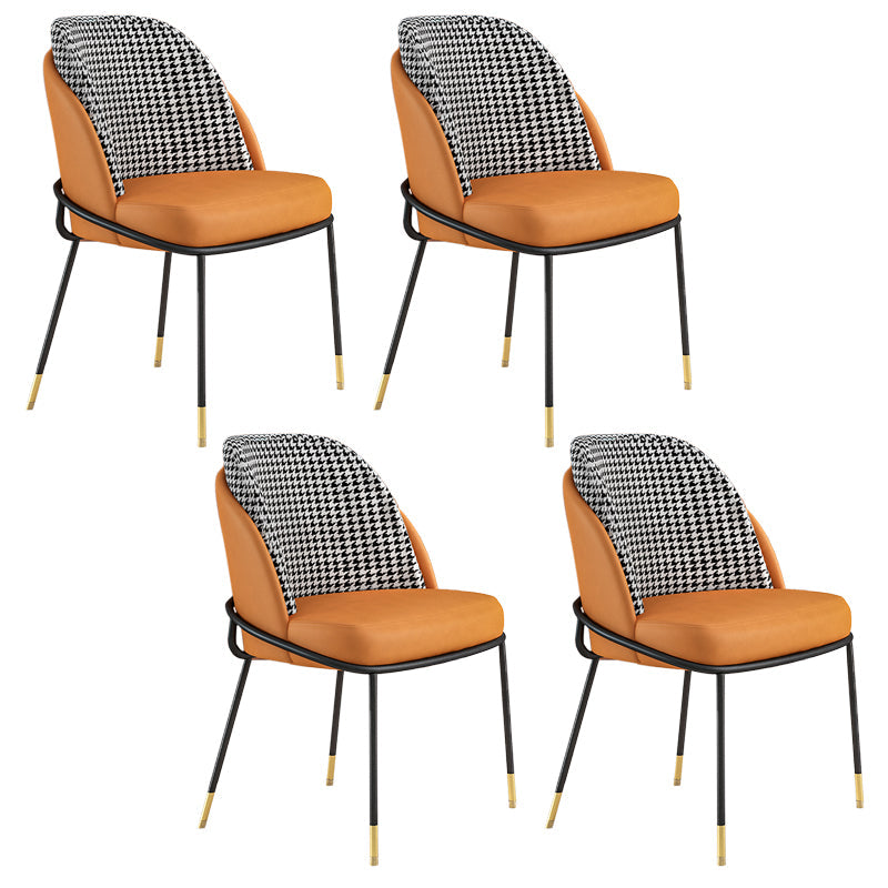 Glam Rectangle Dining Table Set 1/4/5/7 Pieces Dinette Set with Sintered Stone Top 4 Orange Chairs Clearhalo 'Dining Room Sets' 'Dining Tables & Seating' 'dining_room_set' 'furn' 'furn_dining_room_set' 'Furniture' 'Kitchen & Dining Furniture' 5246200