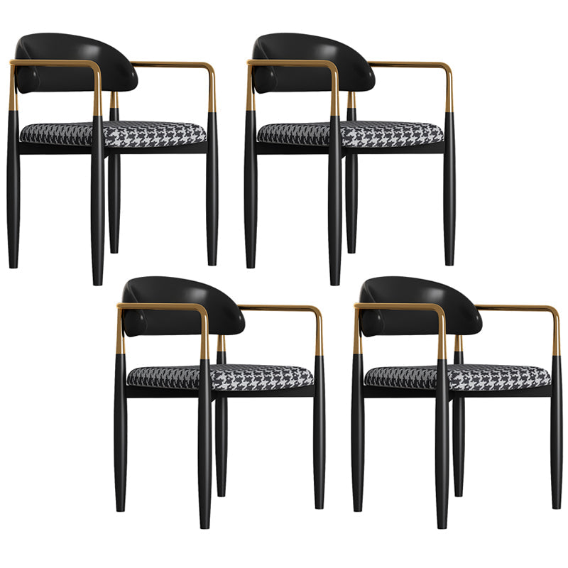 Glam Rectangle Dining Table Set 1/4/5/7 Pieces Dinette Set with Sintered Stone Top 4 Black Chairs Clearhalo 'Dining Room Sets' 'Dining Tables & Seating' 'dining_room_set' 'furn' 'furn_dining_room_set' 'Furniture' 'Kitchen & Dining Furniture' 5246205