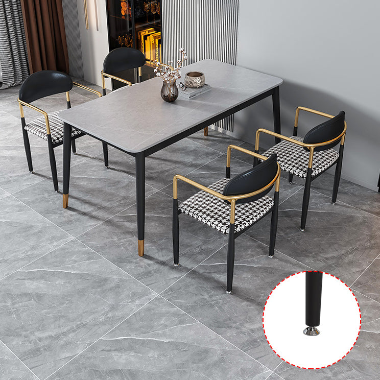 Glam Rectangle Dining Table Set 1/4/5/7 Pieces Dinette Set with Sintered Stone Top Clearhalo 'Dining Room Sets' 'Dining Tables & Seating' 'dining_room_set' 'furn' 'furn_dining_room_set' 'Furniture' 'Kitchen & Dining Furniture' 5246208