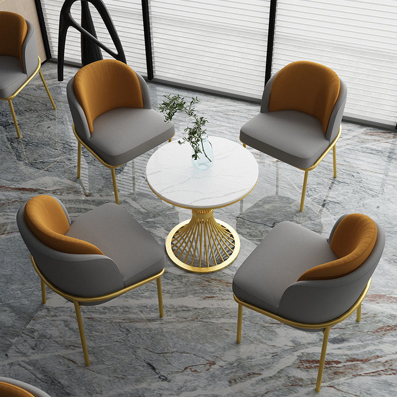 Modern Style Dining Table Sintered Stone Round Table for Dining Room Pedestal Gold 27.6"L x 27.6"W x 29.5"H Clearhalo 'Dining Tables & Seating' 'Dining Tables' 'dining_table' 'furn' 'furn_dining_table' 'Furniture' 'Kitchen & Dining Furniture' 5246240