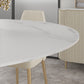 Sintered Stone Top Round Dining Table Modern White Metal Pedestal Table Clearhalo 'Dining Tables & Seating' 'Dining Tables' 'dining_table' 'furn' 'furn_dining_table' 'Furniture' 'Kitchen & Dining Furniture' 5246261