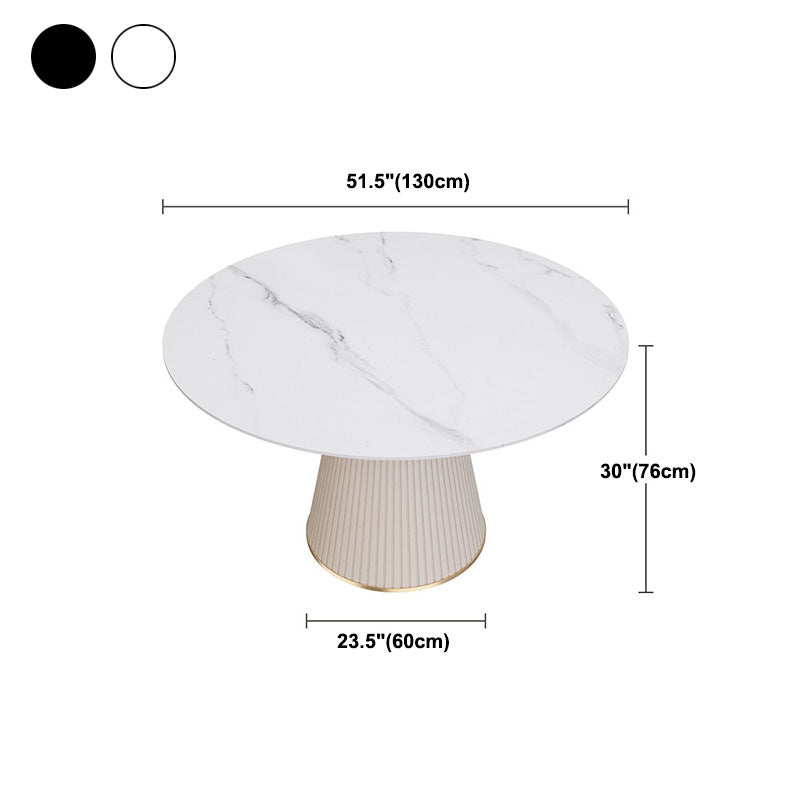 Sintered Stone Top Round Dining Table Modern White Metal Pedestal Table Clearhalo 'Dining Tables & Seating' 'Dining Tables' 'dining_table' 'furn' 'furn_dining_table' 'Furniture' 'Kitchen & Dining Furniture' 5246267