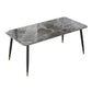 Contemporary Rectangle Stone Table for Restaurant Black Metal Pedestal Dining Table Gray 70.9"L x 35.4"W x 29.5"H Without Chairs Clearhalo 'Dining Tables & Seating' 'Dining Tables' 'dining_table' 'furn' 'furn_dining_table' 'Furniture' 'Kitchen & Dining Furniture' 5246289