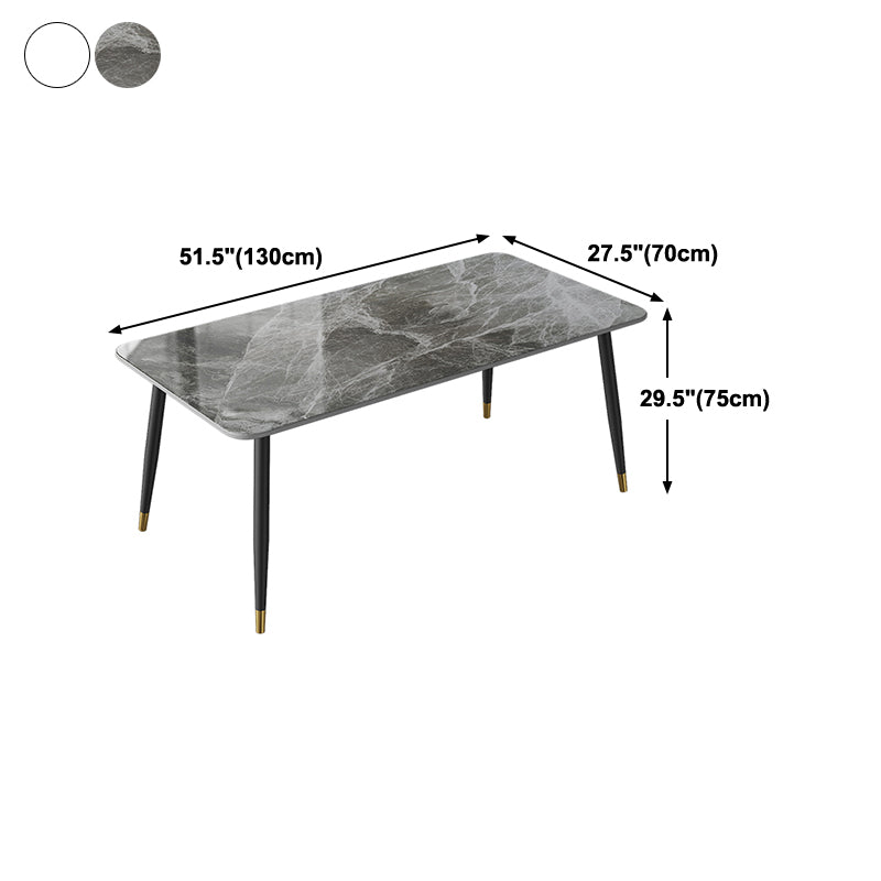 Contemporary Rectangle Stone Table for Restaurant Black Metal Pedestal Dining Table Clearhalo 'Dining Tables & Seating' 'Dining Tables' 'dining_table' 'furn' 'furn_dining_table' 'Furniture' 'Kitchen & Dining Furniture' 5246298
