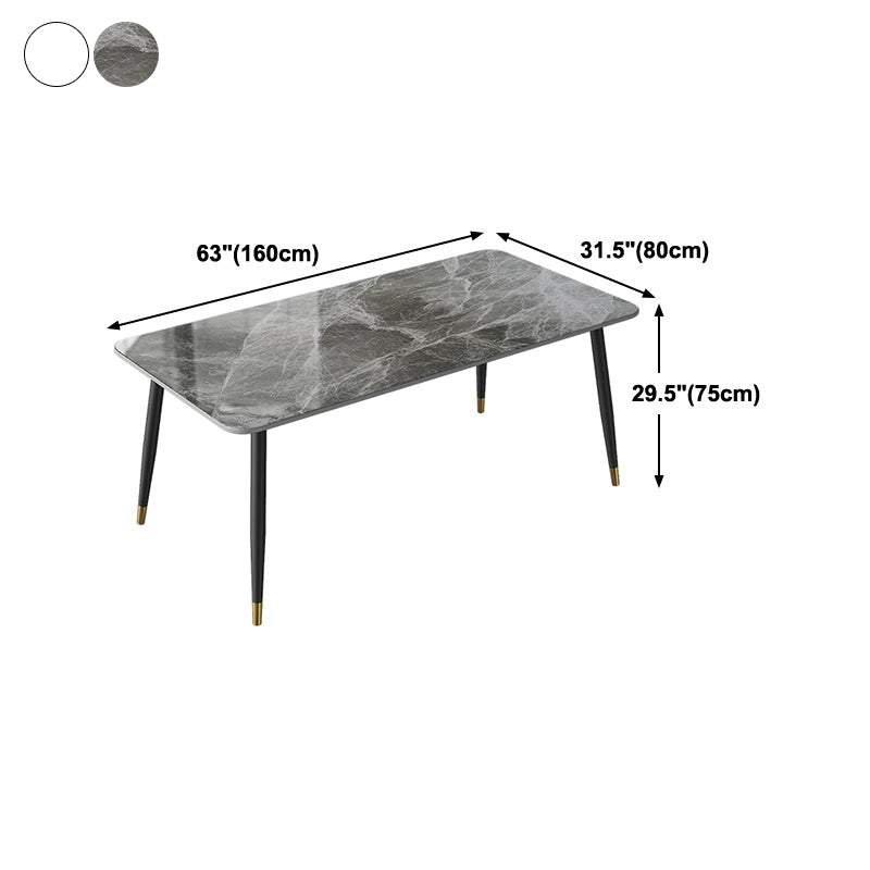 Contemporary Rectangle Stone Table for Restaurant Black Metal Pedestal Dining Table Clearhalo 'Dining Tables & Seating' 'Dining Tables' 'dining_table' 'furn' 'furn_dining_table' 'Furniture' 'Kitchen & Dining Furniture' 5246300