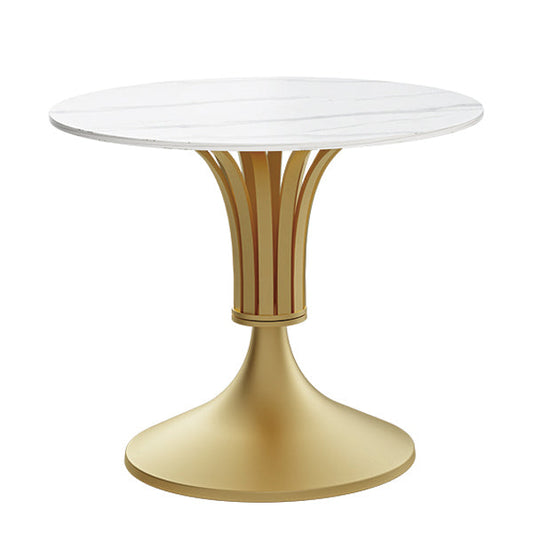 Modern Round Dining Table Sintered Stone Table for Dining Room Gold Without Chairs