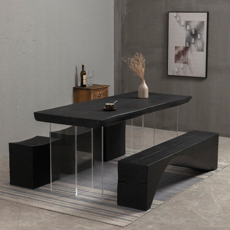 Modern Black Pine Wood Counter Table Specialty Dining Table for Kitchen