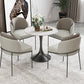 Modern Style Dining Table Sintered Stone Round Tulip Table for Dining Room White-Black 23.6"L x 23.6"W x 29.5"H Without Chairs Clearhalo 'Dining Tables & Seating' 'Dining Tables' 'dining_table' 'furn' 'furn_dining_table' 'Furniture' 'Kitchen & Dining Furniture' 5246392