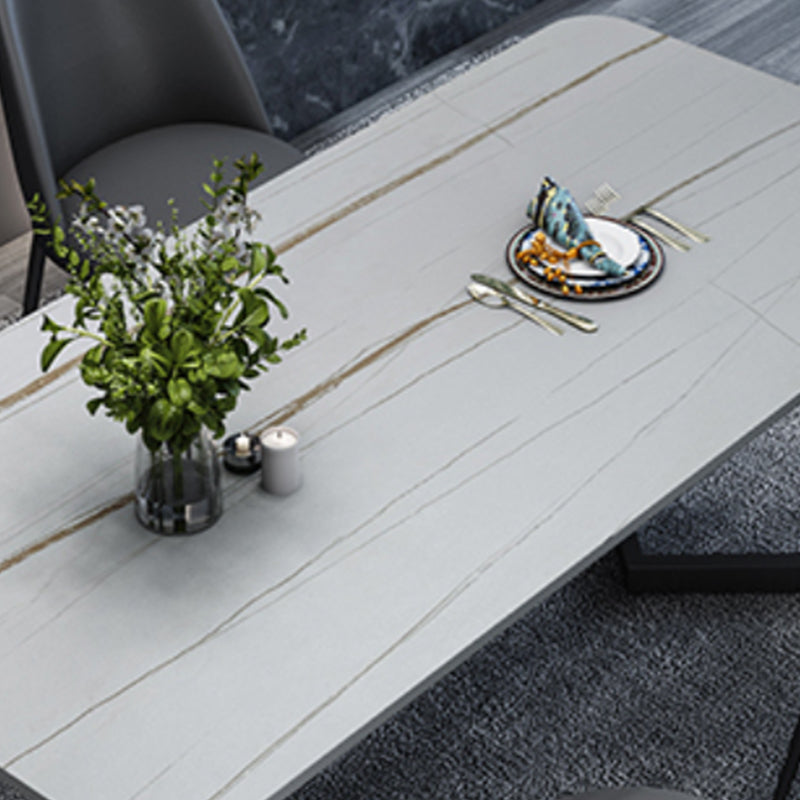 Rectangle Black Base Dining Room Kitchen Table Industrial Fixed Dinner Table Clearhalo 'Dining Tables & Seating' 'Dining Tables' 'dining_table' 'furn' 'furn_dining_table' 'Furniture' 'Kitchen & Dining Furniture' 5246471