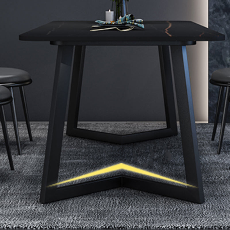 Rectangle Black Base Dining Room Kitchen Table Industrial Fixed Dinner Table Clearhalo 'Dining Tables & Seating' 'Dining Tables' 'dining_table' 'furn' 'furn_dining_table' 'Furniture' 'Kitchen & Dining Furniture' 5246472