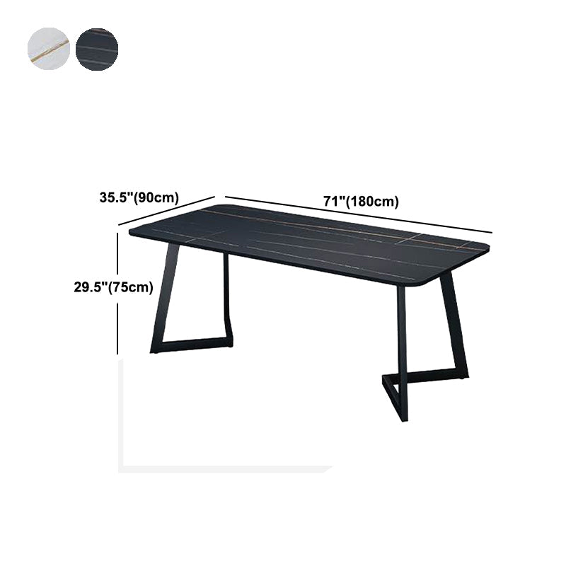 Rectangle Black Base Dining Room Kitchen Table Industrial Fixed Dinner Table Clearhalo 'Dining Tables & Seating' 'Dining Tables' 'dining_table' 'furn' 'furn_dining_table' 'Furniture' 'Kitchen & Dining Furniture' 5246482