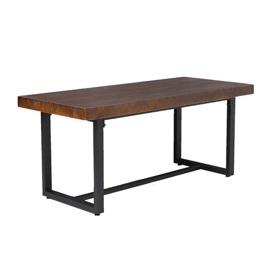 Industrial Pine Wood Table for Restaurant Rectangle Kitchen Table with Double Pedestal 47.2"L x 23.6"W x 29.5"H Without Chairs